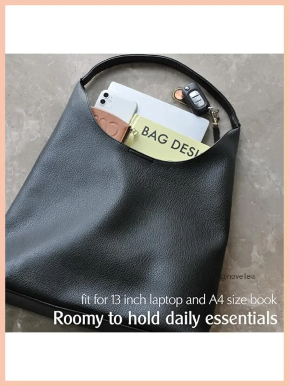 Soft Slouchy Hobo Bag Vegan Leather Shoulder Tote Women Purse
